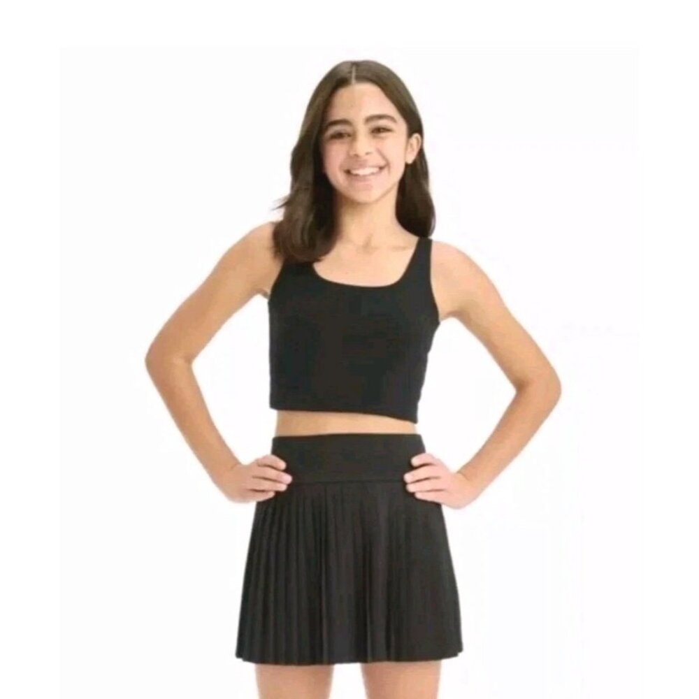 Art Class Black Crop Mid-Rib Girls Stretch Tank Top Shirt Medium (8) New